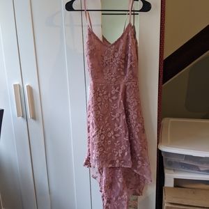 Hi-low pink floral dress